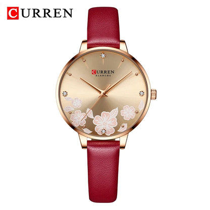 CURREN Top Brand Luxury Ladies Watches Casual Leather Clock Ultra thin Waterproof Quartz Watch Women Fashion Bracelet Wristwatch