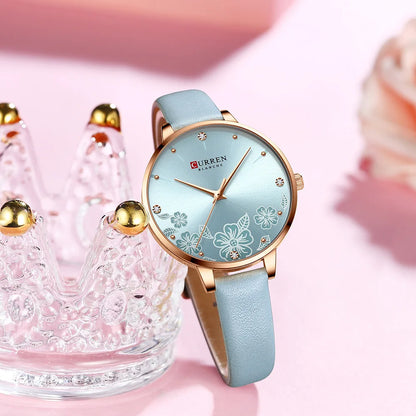 CURREN Top Brand Luxury Ladies Watches Casual Leather Clock Ultra thin Waterproof Quartz Watch Women Fashion Bracelet Wristwatch