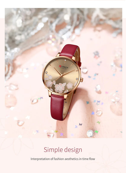 CURREN Top Brand Luxury Ladies Watches Casual Leather Clock Ultra thin Waterproof Quartz Watch Women Fashion Bracelet Wristwatch