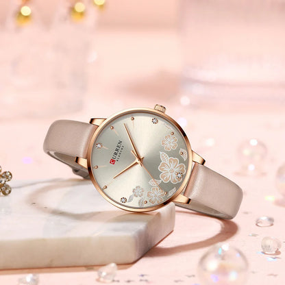 CURREN Top Brand Luxury Ladies Watches Casual Leather Clock Ultra thin Waterproof Quartz Watch Women Fashion Bracelet Wristwatch