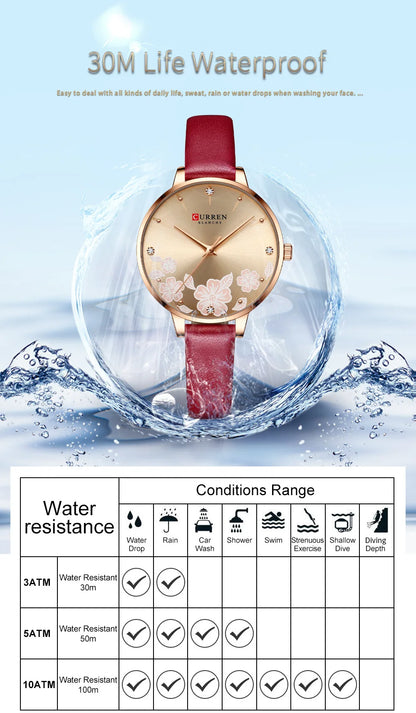 CURREN Top Brand Luxury Ladies Watches Casual Leather Clock Ultra thin Waterproof Quartz Watch Women Fashion Bracelet Wristwatch