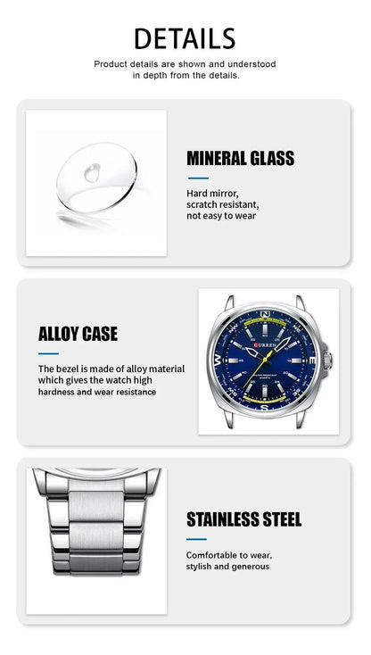 CURREN New Watches for Men Top Brand Luxury Fashion Business Quartz Men’s Wristwatch Stainless Steel Waterproof Sports Clock