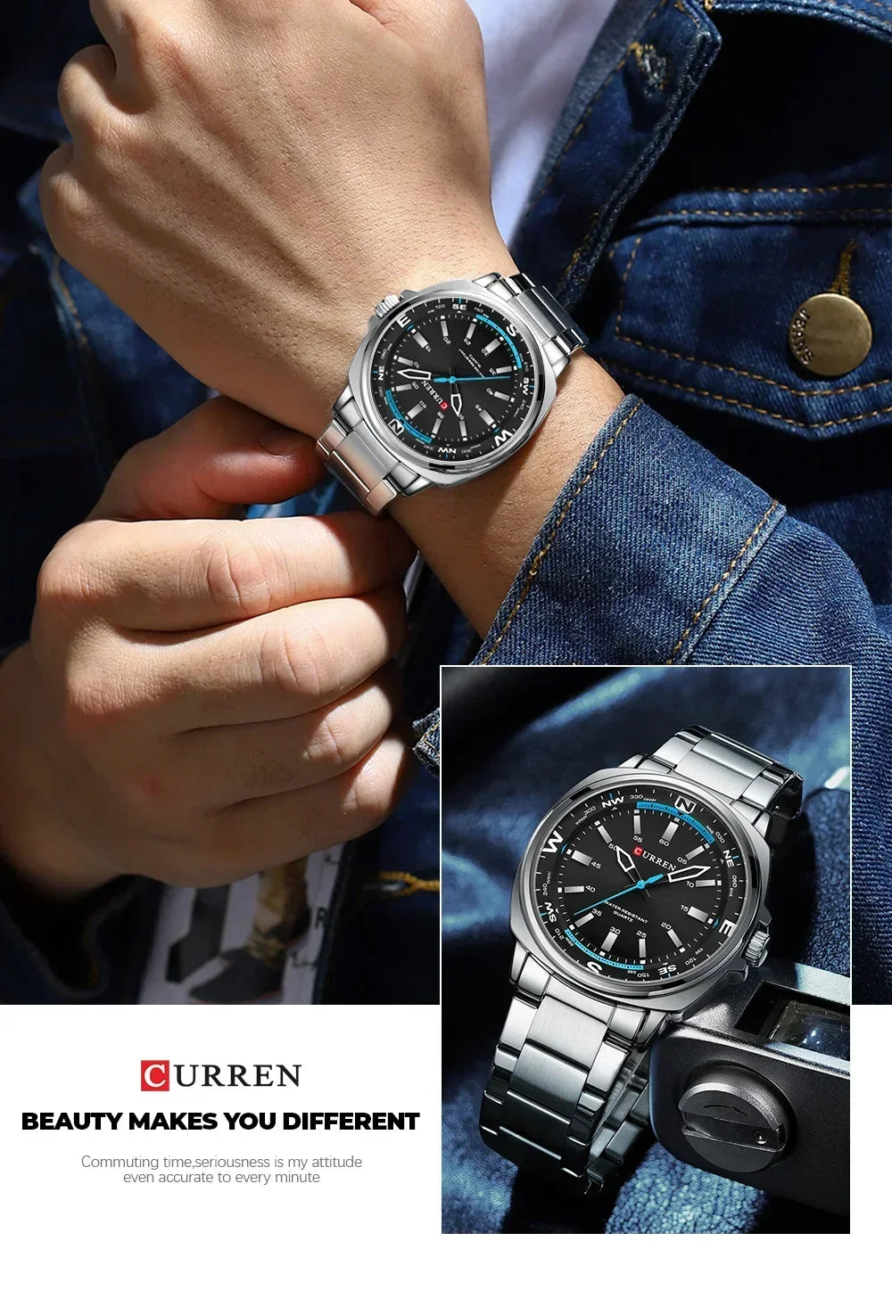 CURREN New Watches for Men Top Brand Luxury Fashion Business Quartz Men’s Wristwatch Stainless Steel Waterproof Sports Clock