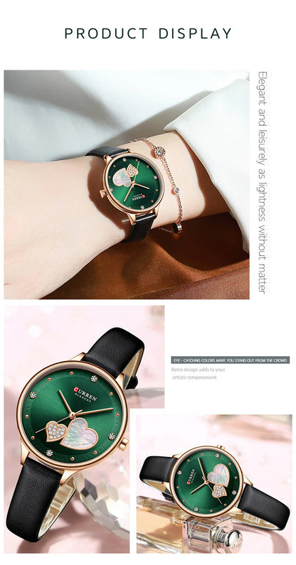 Curren 9077 watches for woman Top Brand Luxury Female Waterproof Clock Leather Bracelet Love Ladies Wristwatch reloj mujer