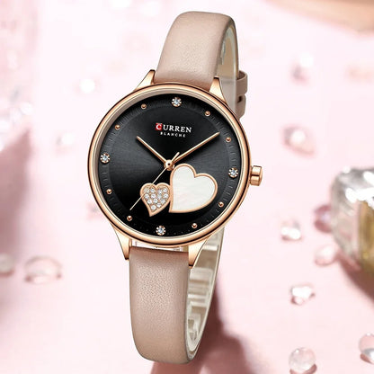 Curren 9077 watches for woman Top Brand Luxury Female Waterproof Clock Leather Bracelet Love Ladies Wristwatch reloj mujer