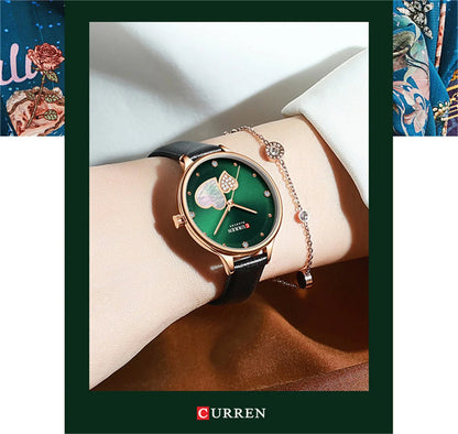 Curren 9077 watches for woman Top Brand Luxury Female Waterproof Clock Leather Bracelet Love Ladies Wristwatch reloj mujer