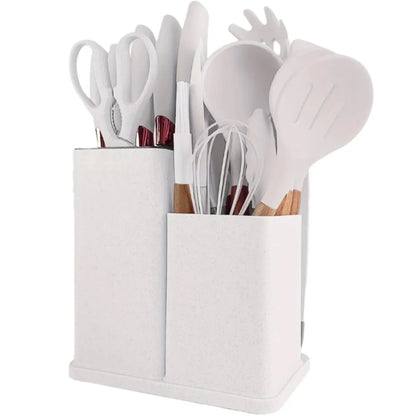 A Set 19 Pcs Pink Kitchen Utensils Silicone Heat-Resistant Cooking Utensils Set Durable Non-Stick Kitchen Tools Kitchen