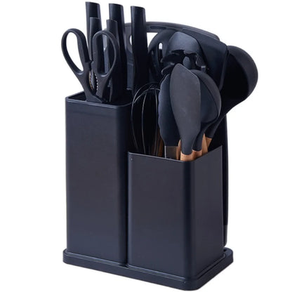 A Set 19 Pcs Pink Kitchen Utensils Silicone Heat-Resistant Cooking Utensils Set Durable Non-Stick Kitchen Tools Kitchen