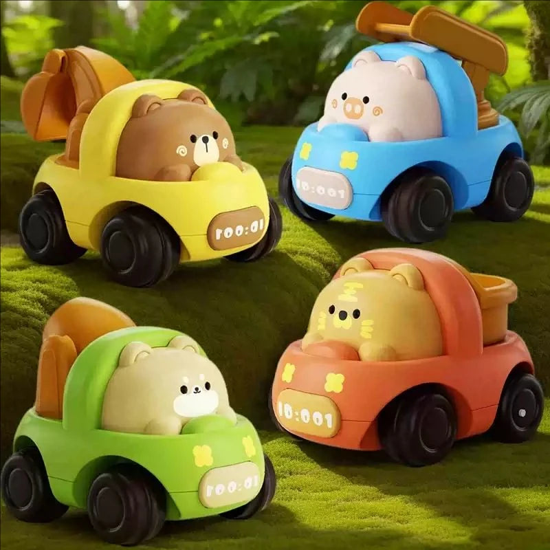 Baby Animal Car Toys Toddler Press and Go Cars Pull Back Car Light Up Toys Wind-up Cars for Kids 1 2 Year Old Boy Birthday Gifts