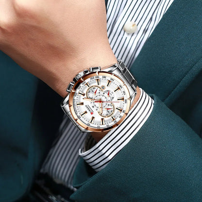 Curren 8363 Men Watch Business Casual Fashion Wristwatch 6-Hand Chronograph Quartz Luxury Relogio Masculino